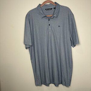 Travis Mathew Polo Shirt Mens XXLarge Blue polka dot Collared Cotton
